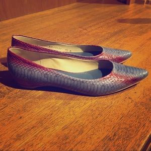 Stuart Weitzman Shirley Pointed Snakeskin Flats